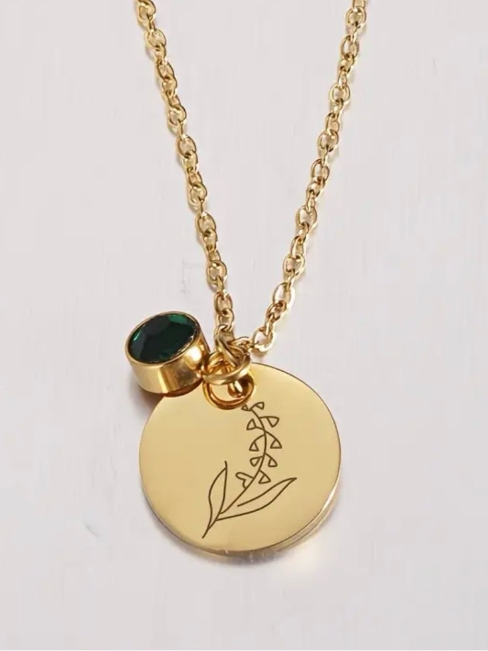 May Antique Gold Tone Birth Flower Charm Necklace NWT